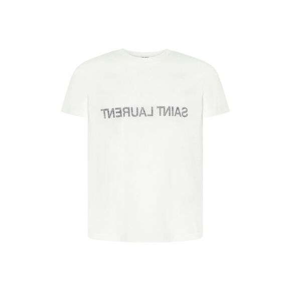 Saint Laurent Men Logo Cotton T-Shirt